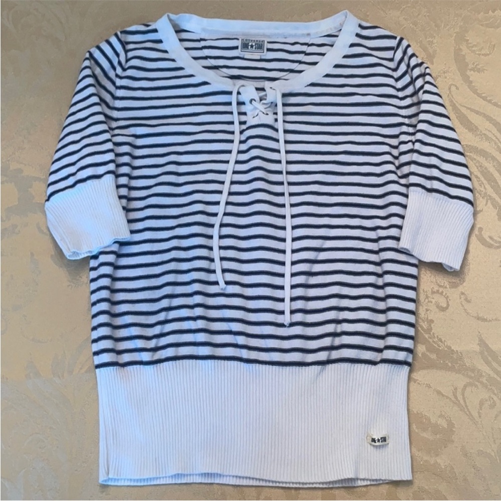 👚 Converse striped shirt blue white XL knit